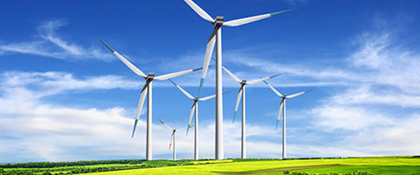 Huge Windmill Field With Blue Sky