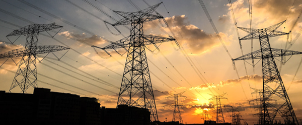 Rows of electricity lines